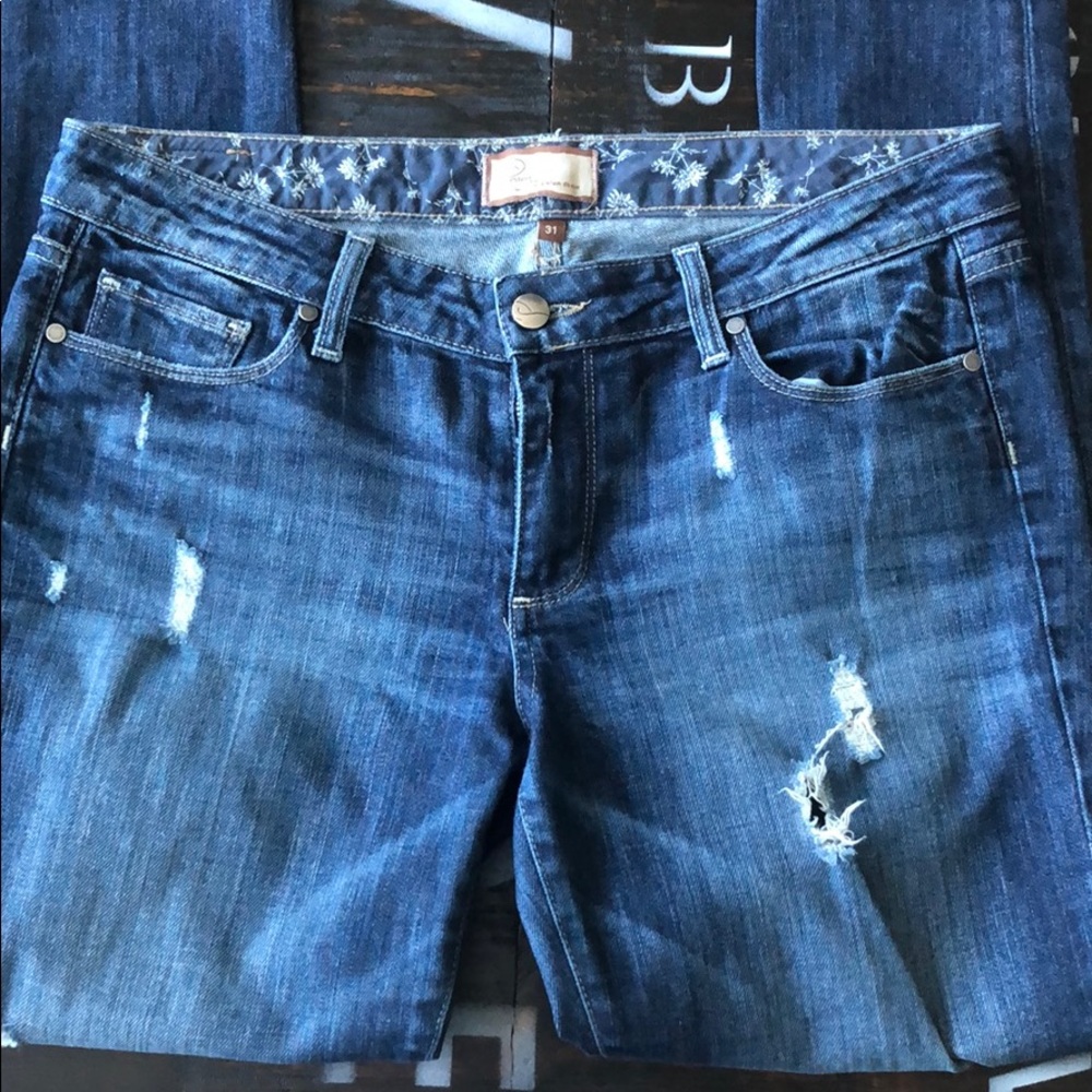 Paige Skyline Distressed Denim Skinny Jean Size 31